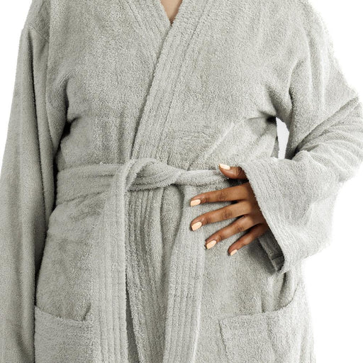 Whisper Soft Toweling Bathrobe Grey-Bathrobes