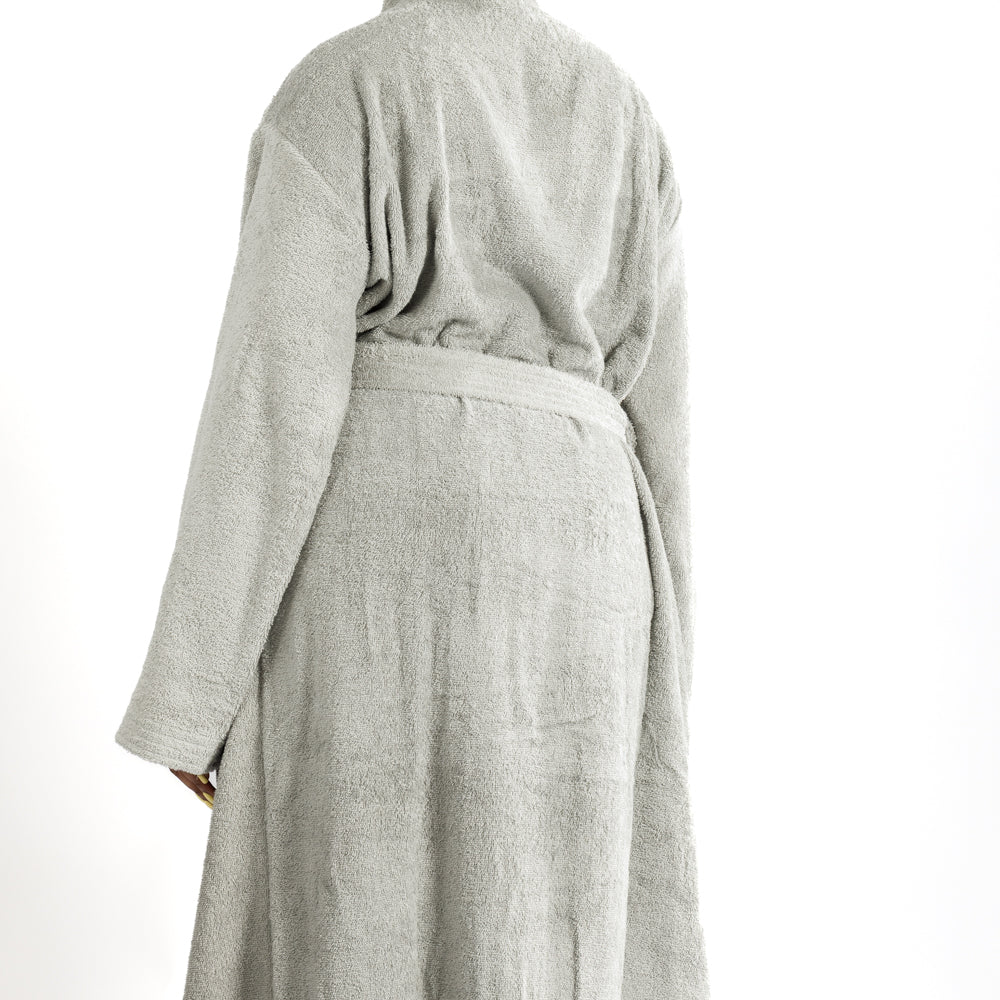Whisper Soft Toweling Bathrobe Grey-Bathrobes