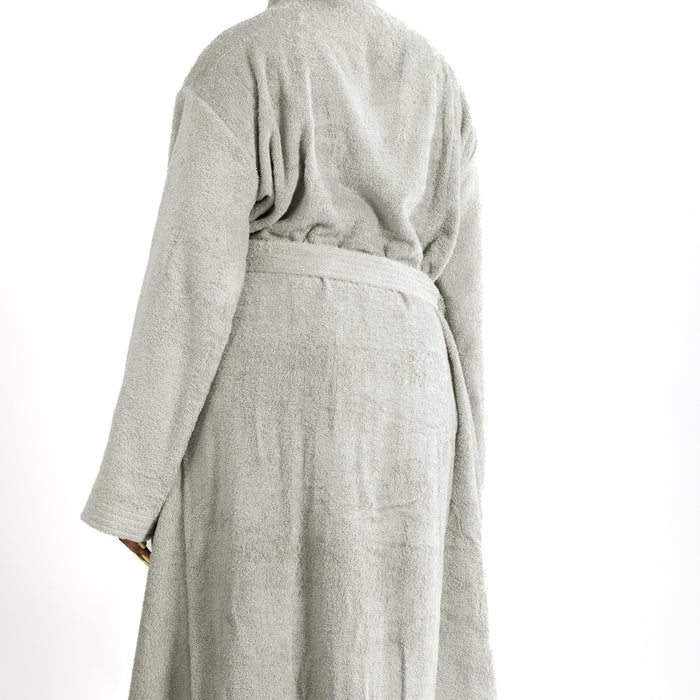 Whisper Soft Toweling Bathrobe Grey-Bathrobes