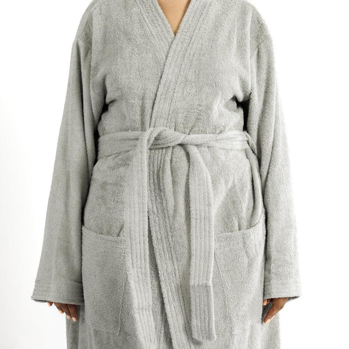 Whisper Soft Toweling Bathrobe Grey-Bathrobes