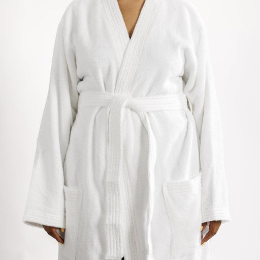 Whisper Soft Toweling Bathrobe White-Bathrobes