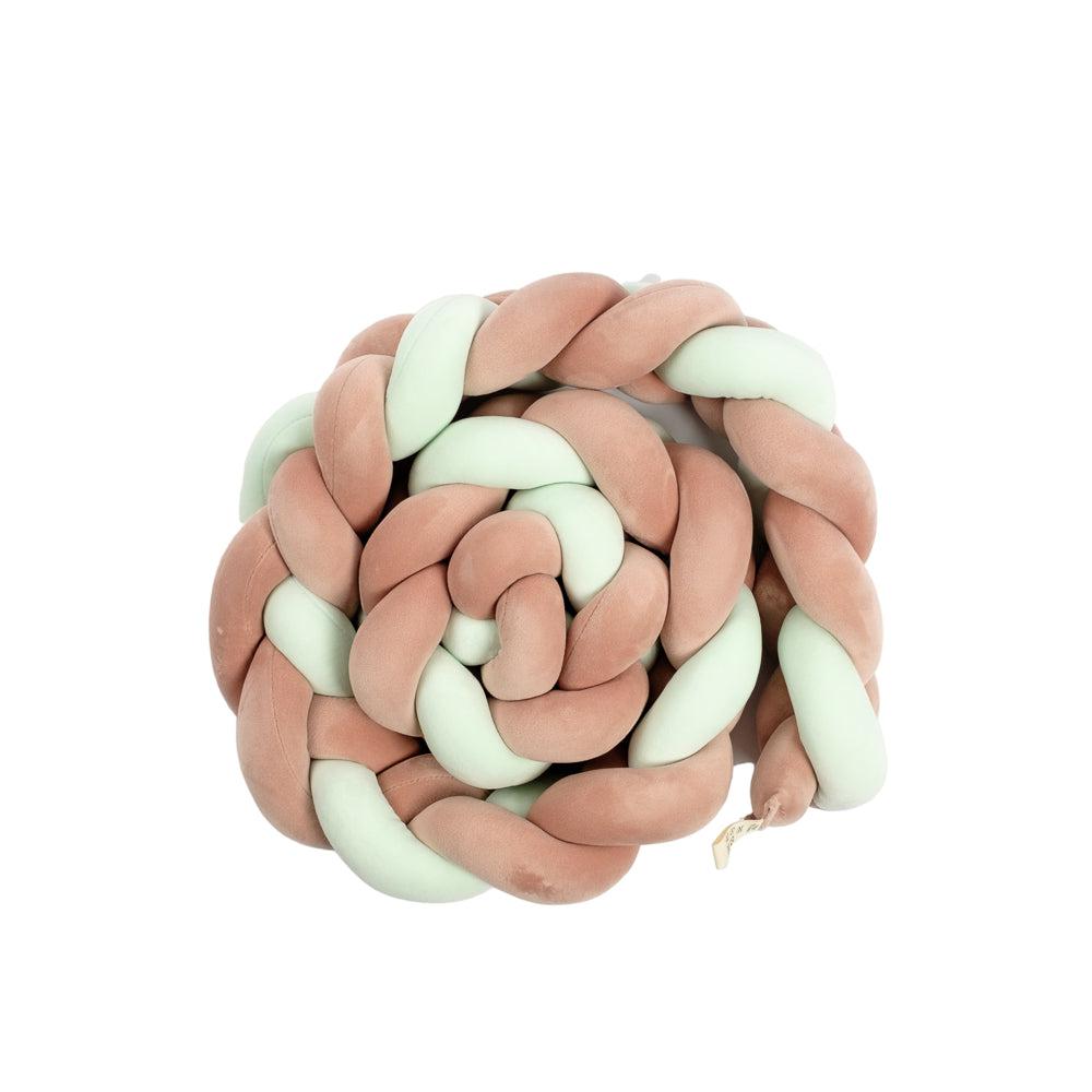Woven Belt Cot Bumper - Dusty Pink & Green-Cot Bumpers-Little Whitehouse