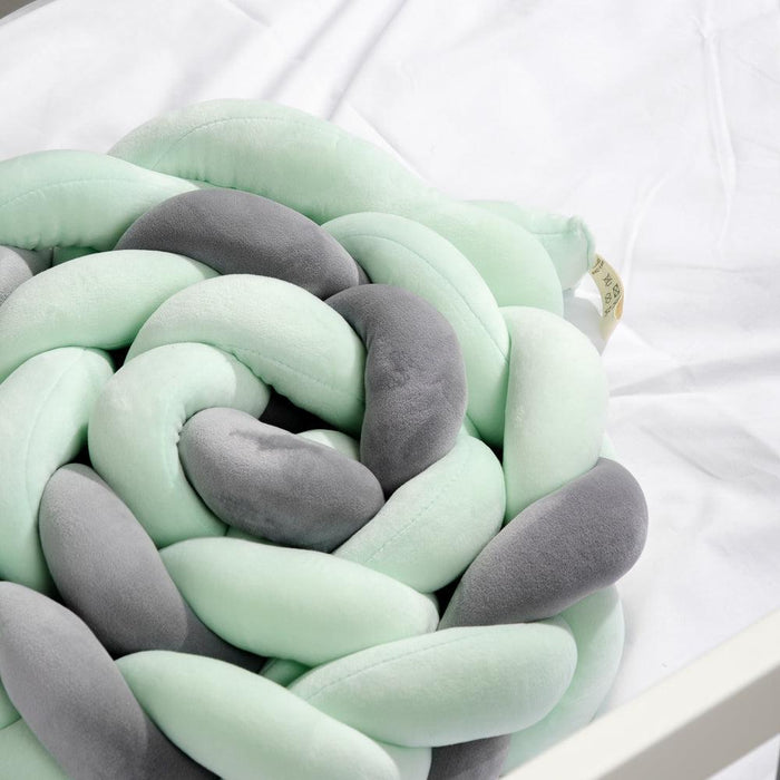 Woven Belt Cot Bumper - Grey & Mint-Cot Bumpers-Little Whitehouse